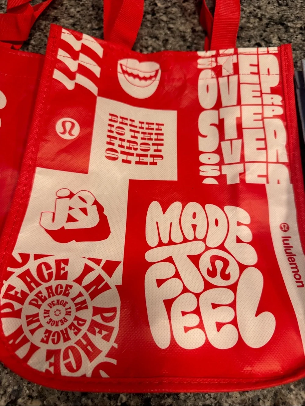 lululemon athletica set of 3 small Graphic Tote with Bold White Print